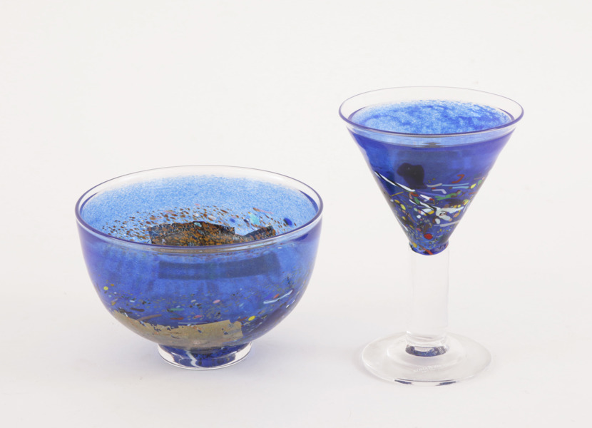 Konstglas 2 delar, "Satelite", Bertil Vallien för Kosta Boda