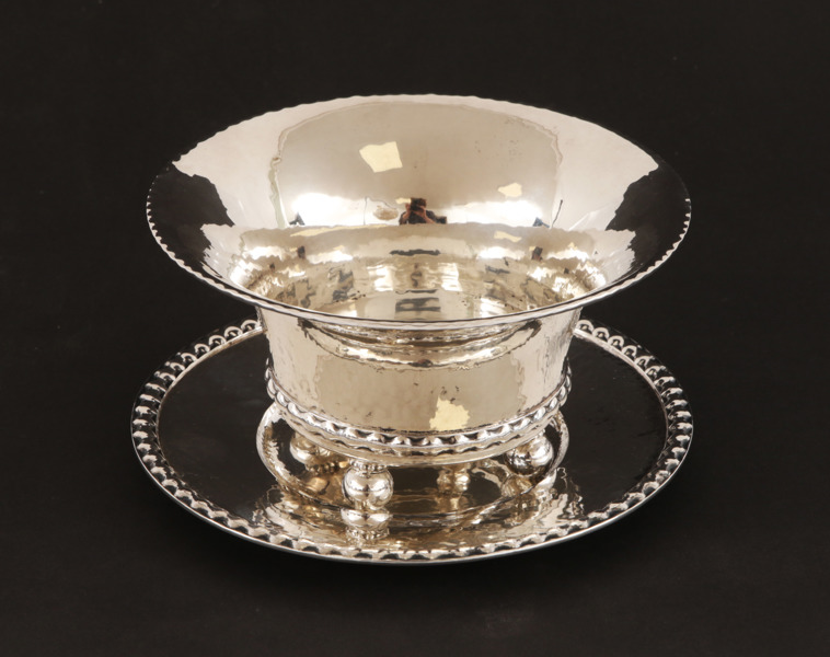 Skål med underfat, silver, K.Andersson, Stockholm, 1920