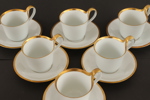 Tekoppar med fat 6st, "Golden Sun", Sigvard Bernadotte för Bing & Gröndahl