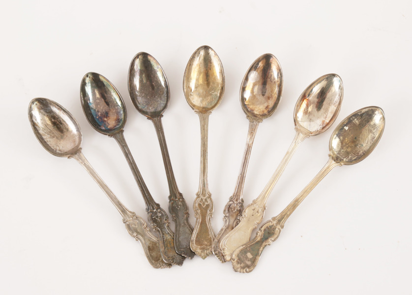 Kaffeskedar 7st, silver, "Olga"