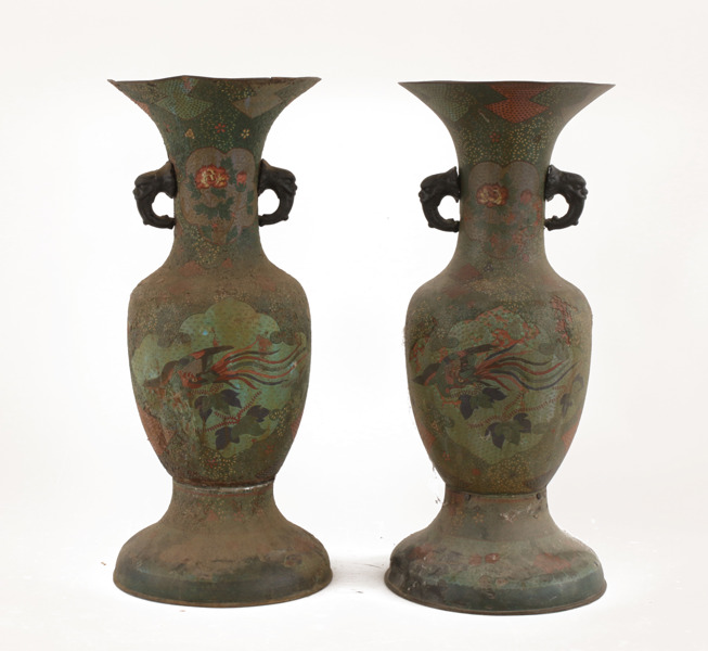 Golvurnor ett par, Kina, 1800-tal