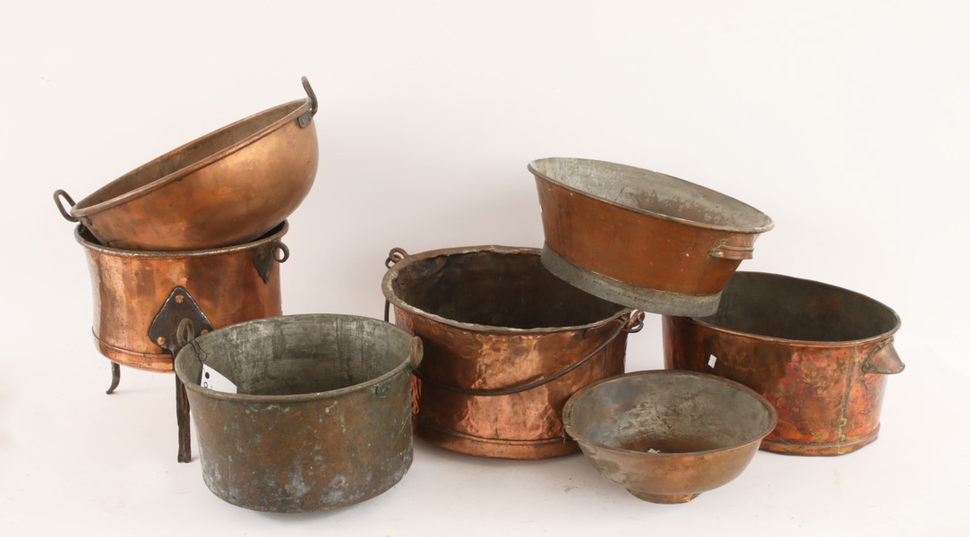 Koppar 7 delar, mestadels 1800-tal