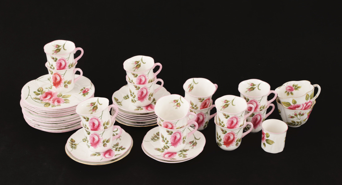 Kaffeservisdelar, "Rambler Rose", Shelley, England