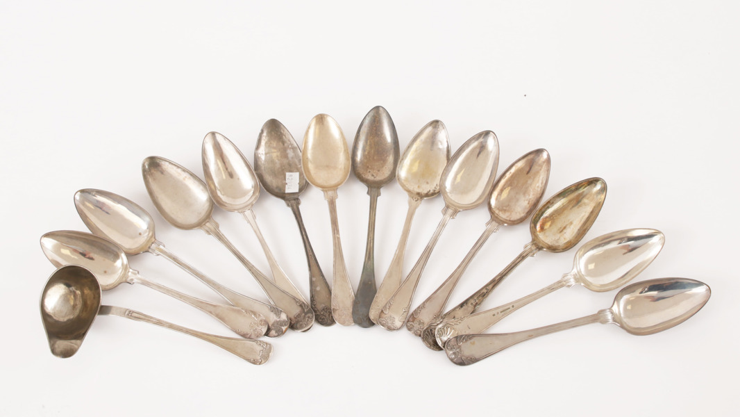 Silver 14 delar, "Gammal Fransk", 1800-tal