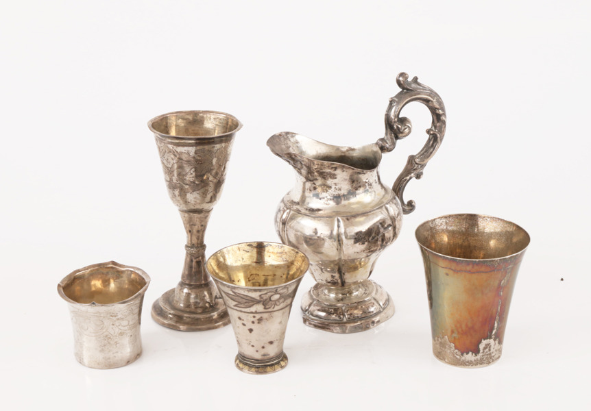 Silver 5 delar, mestadels 1800-tal