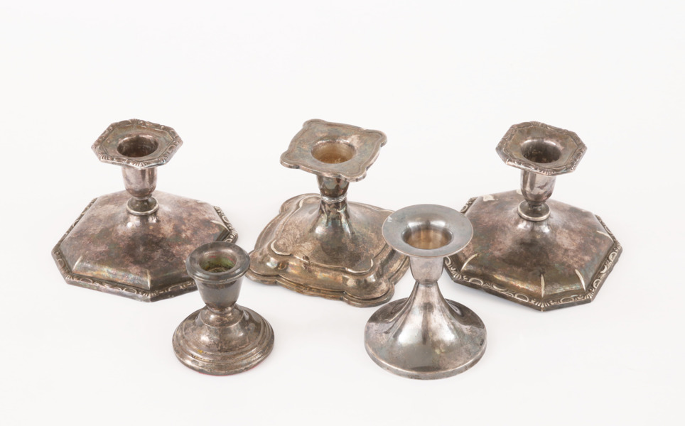 Ljusstakar 5st, silver, 1900-tal