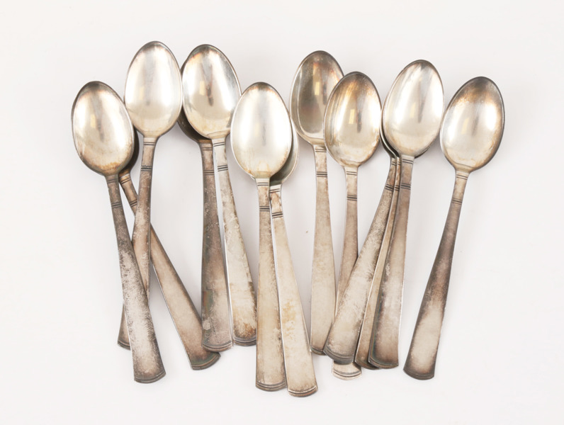 Kaffeskedar 13st, silver, "Rosenholm", Jacob Ängman för GAB