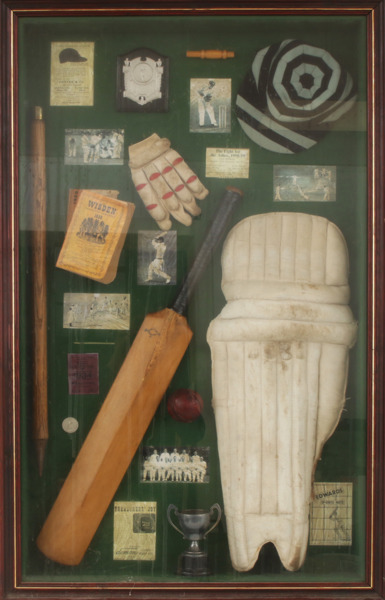 Diorama med cricket-kuriosa