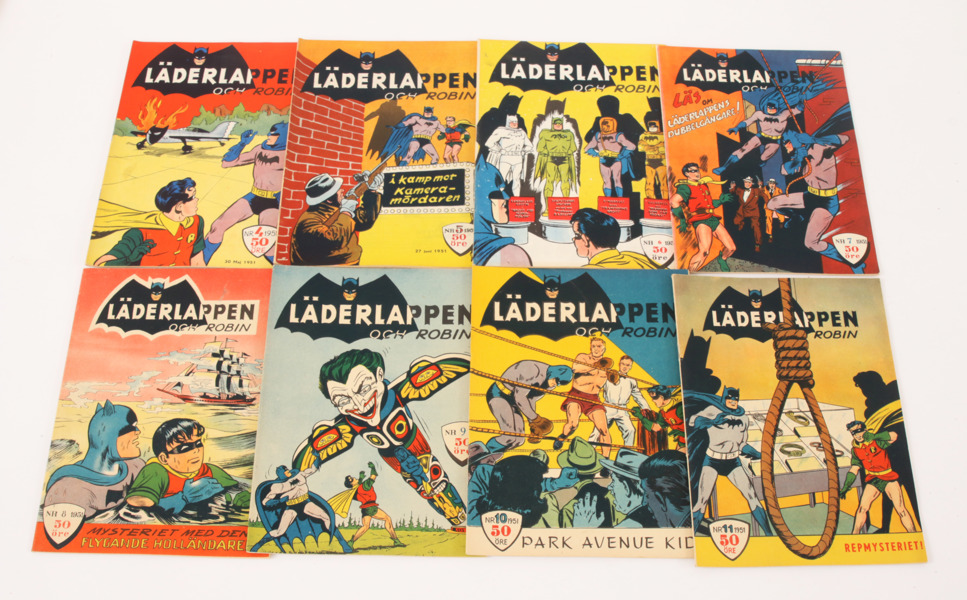 Serietidningar 8st, "Läderlappen och Robin", 1951