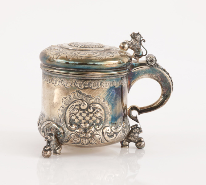 Dryckeskanna i silver, rokokostil, Danmark, 1951