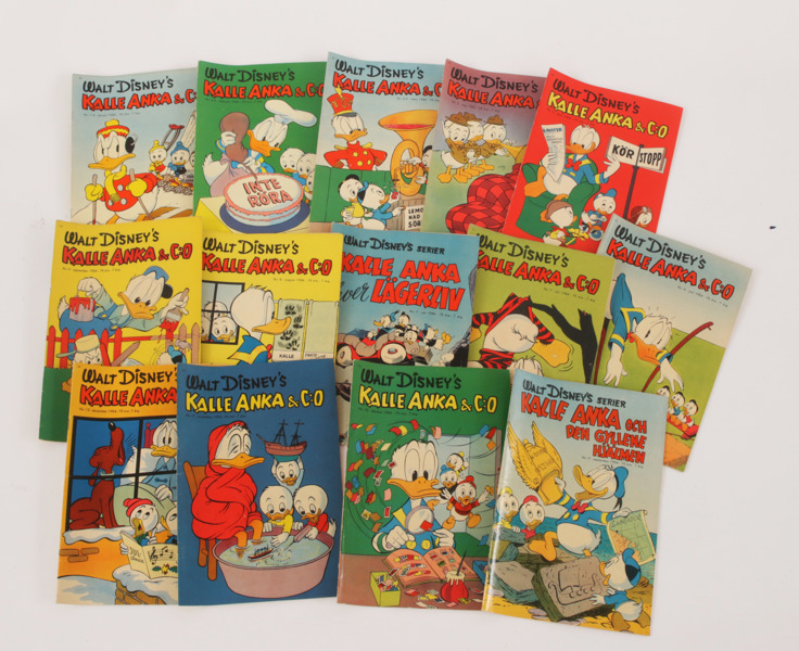 Serietidningar 14st, "Kalle Anka & co", 1954