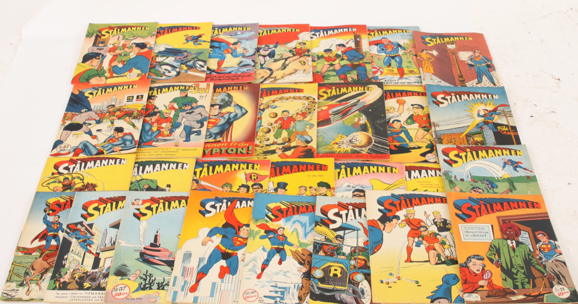 Serietidningar 29st, "Stålmannen", mestadels 1951