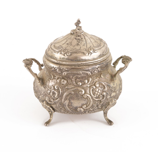 Sockerskål, silver, rokokostil, 1951