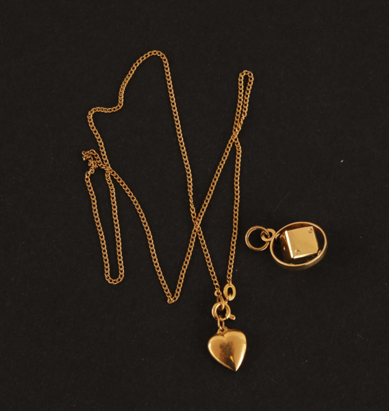 Halsband med två hängen, 18k