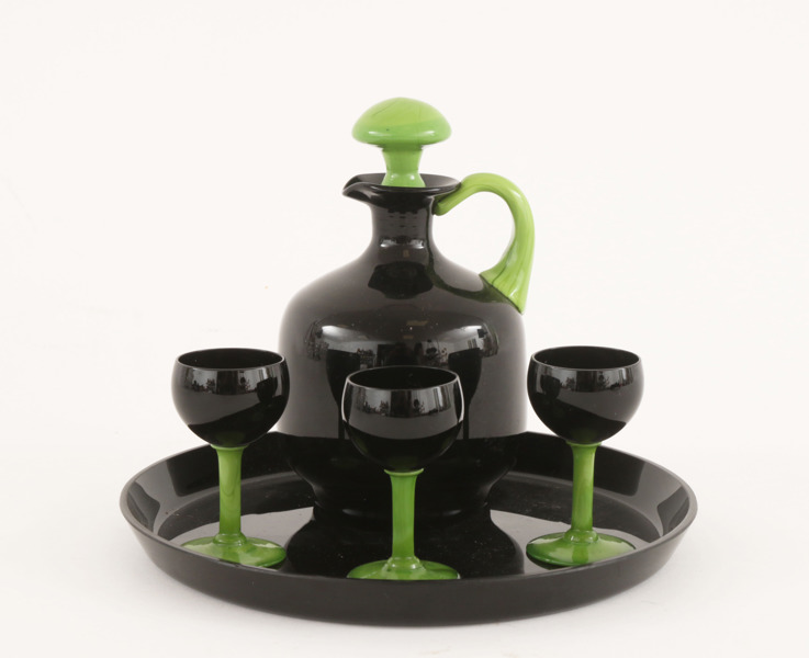 Likörservis 5 delar, Åfors, 1900-talets första hälft