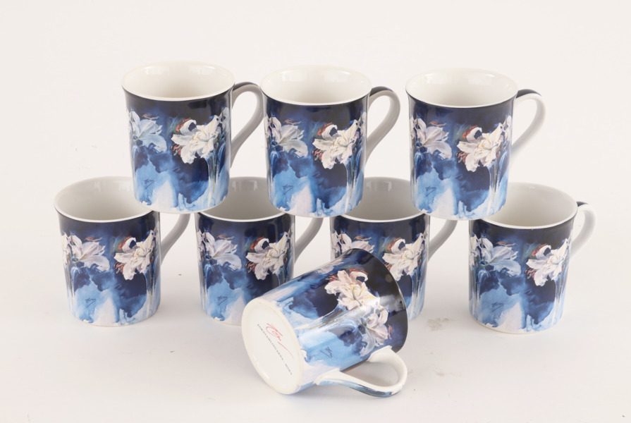 Muggar 8st, dekor efter Anders Zorn