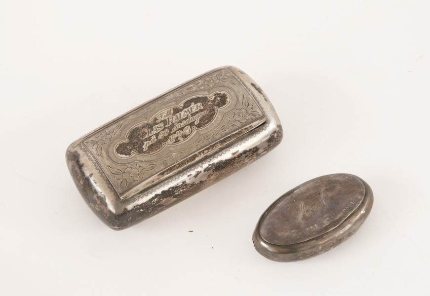 Snusdosor 2st, silver, 1800-tal