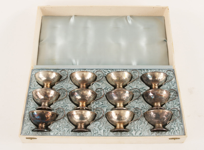 Punschmuggar 12st, silver, 1900-tal