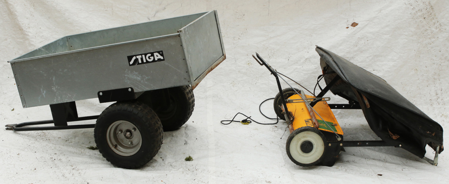 Trådgårdsvagn och gräsuppsamlare, Stiga