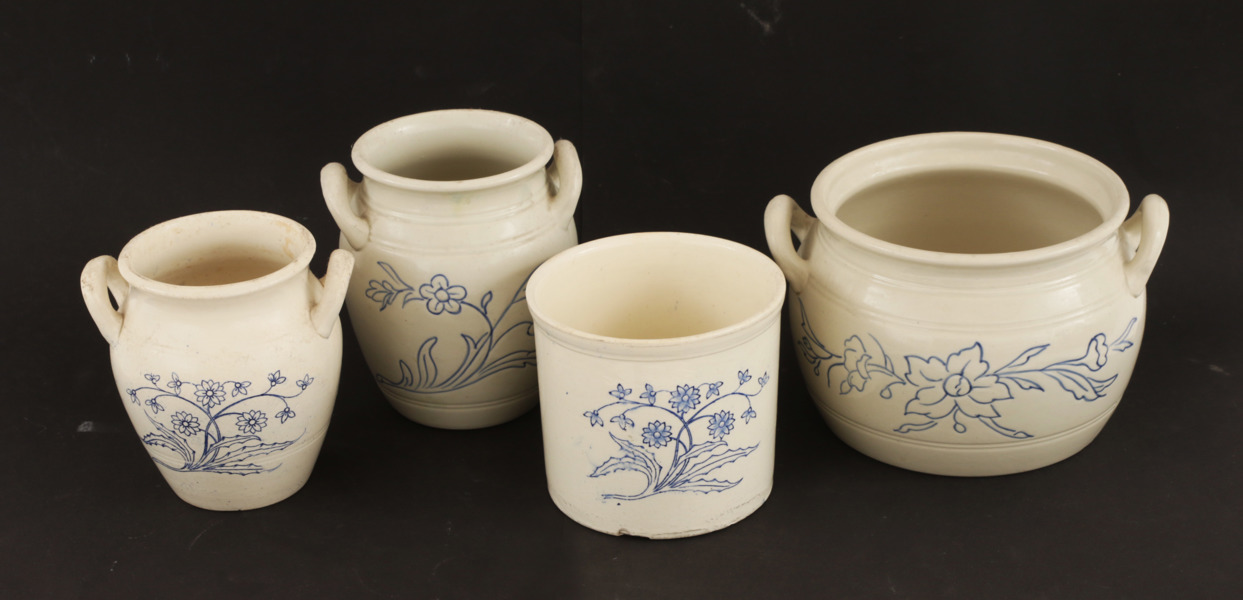 Syltkrukor 4st, bl.a. Gustavsberg, tidigt 1900-tal