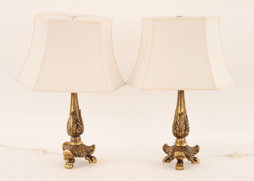 Bordslampor ett par, empirestil, 1900-talets andra hälft