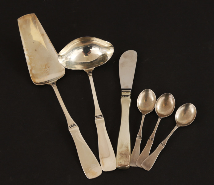 Bestick 6 delar, silver, "Uppsala", Eric Löfman för MGAB