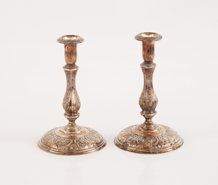 Ljusstakar ett par, silver, Finland, 1900-tal