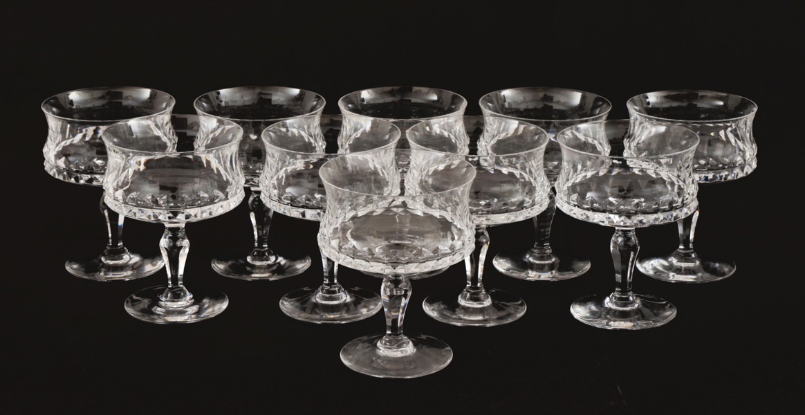 Champagneskålar 10st, "Silvia", Ingeborg Lundin för Orrefors