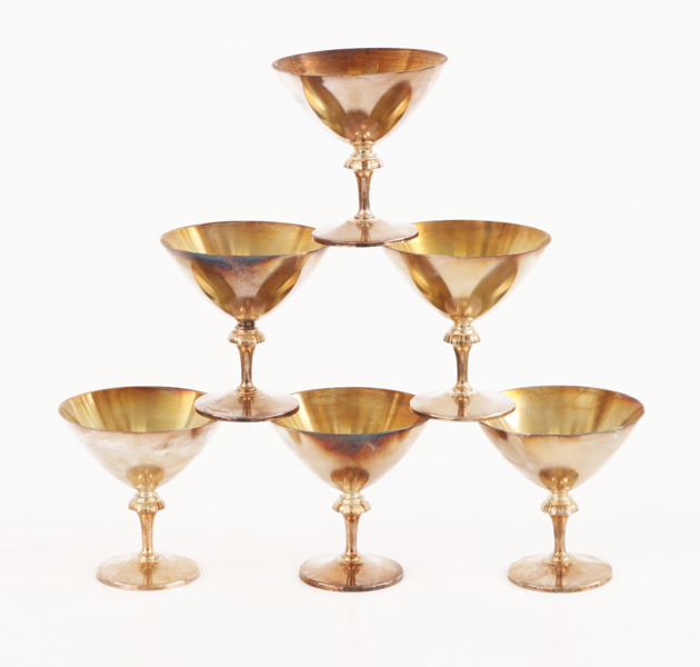 Cocktailglas 6st, GAB, omkring 1900-talets mitt