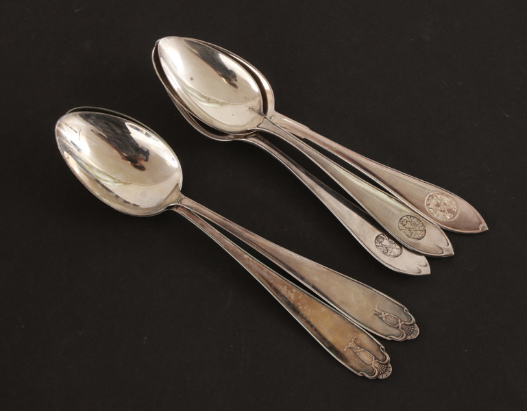 Bordsskedar 5st, silver, bl.a. "Vasa"