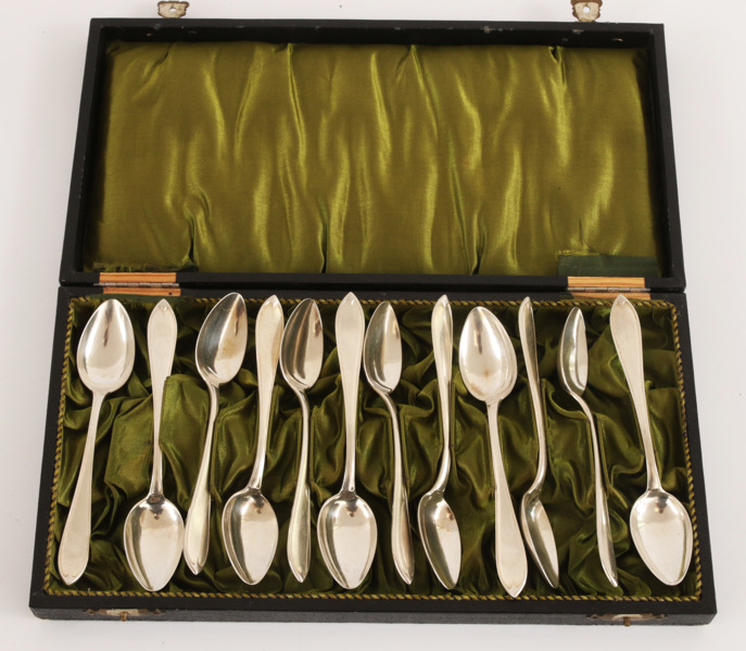 Kaffeskedar 12st, silver, "Svensk Spets"