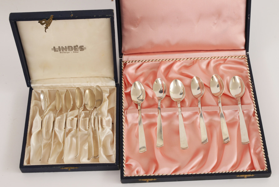 Kaffeskedar 12st, silver, "Rosenholm", Jakob Ängman för GAB