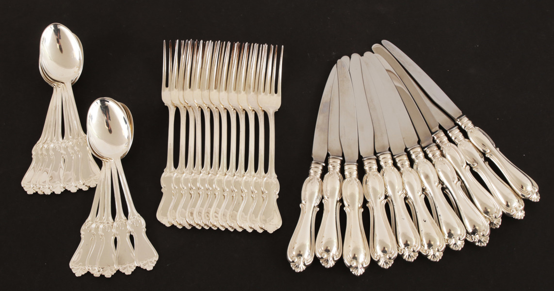 Bestickservisdelar 35st, silver, "Olga"