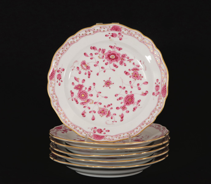 Assietter 6st, "Indian Pink", Meissen, Tyskland