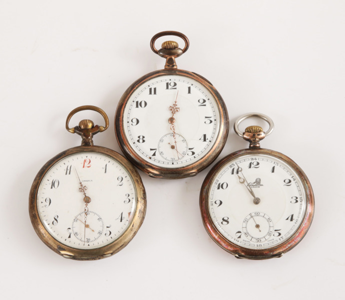 Fickur 3st, silver, bl.a. Omega, Lejon