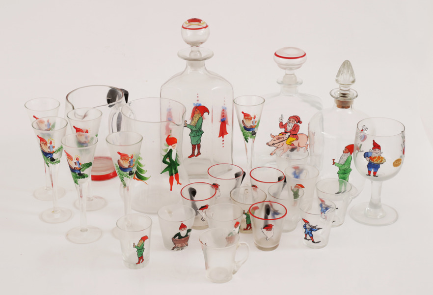 Parti emaljmålat glas