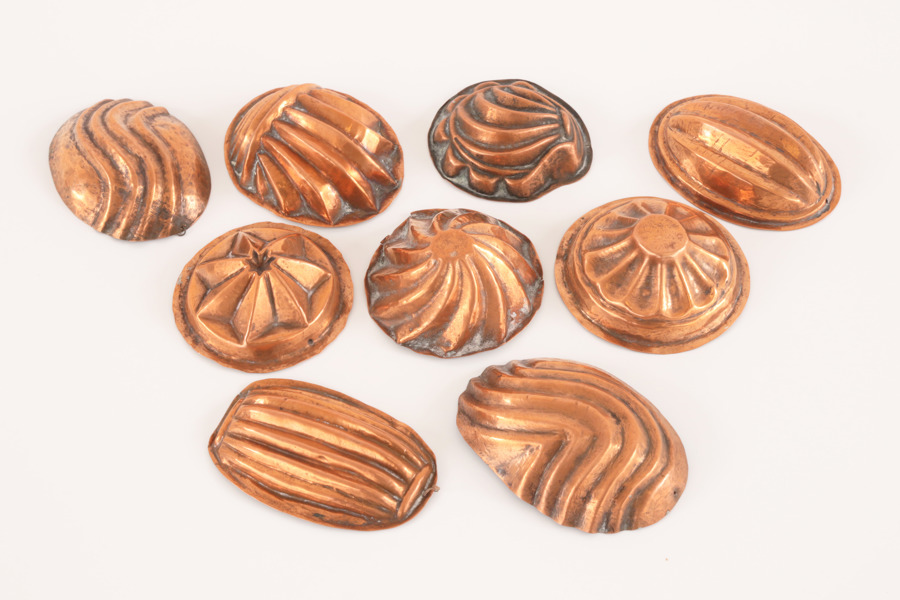 Kakformar 9st, 1800-tal