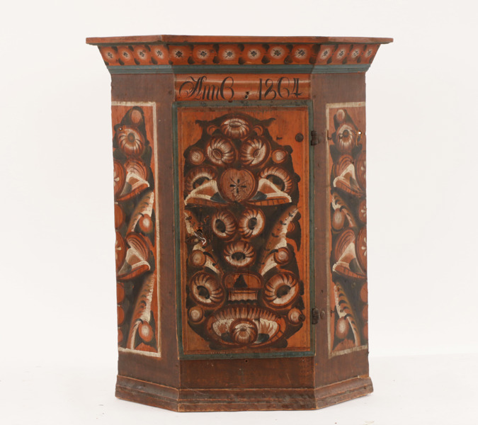 Vägghörnskåp, allmoge, Dalarna, daterat 1804