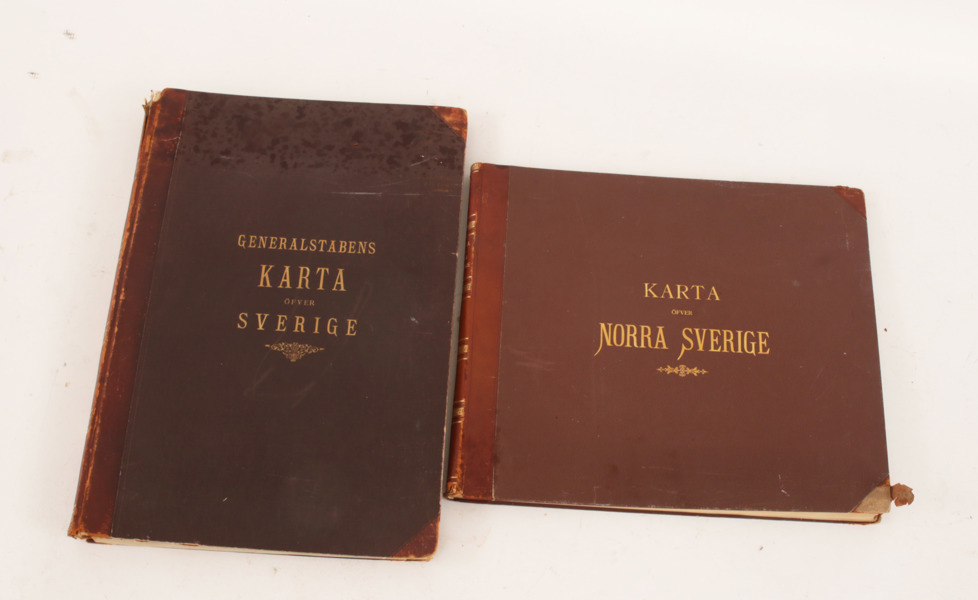 Kartböcker 2st, bl.a. "Generalstabens Karta"