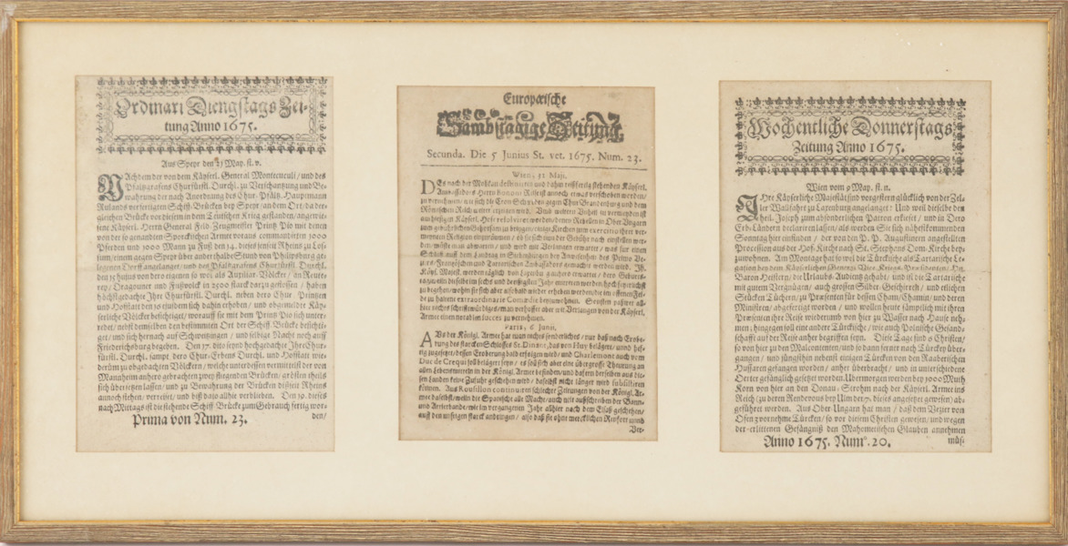 Tidskriftsblad 3st, Tyskland, daterade 1675