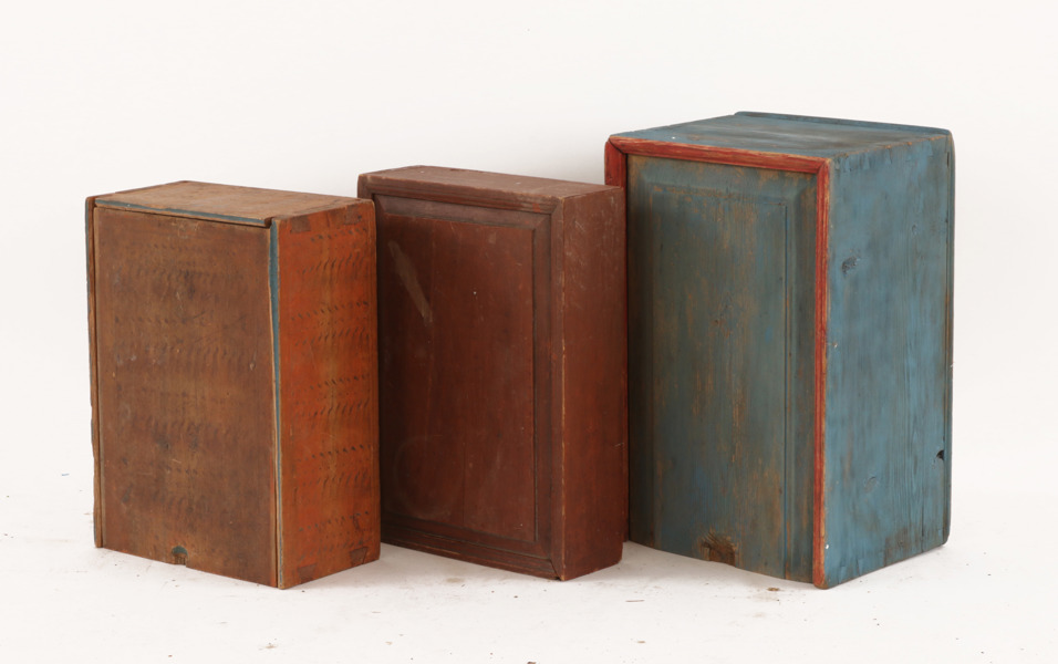 Lådor med skjutlock 3st, allmoge, 1800-tal