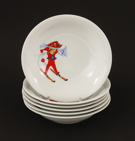 Grötskålar 6st, "Tomtejul", Aina Stenberg, Rörstrand