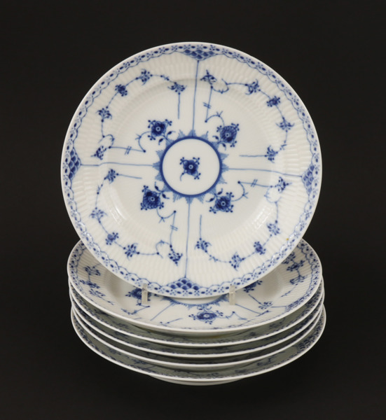 Förrättstallrikar 6st, "Musselmalet", Royal Copenhagen, Danmark