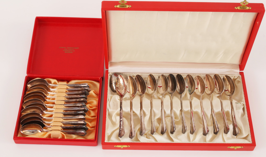 Kaffe- och moccaskedar, 12+12, silver, "Ingrid"