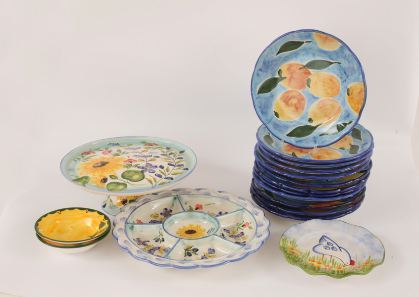 Keramik 17 delar, Lena A. Linderholm, Solimene Italien