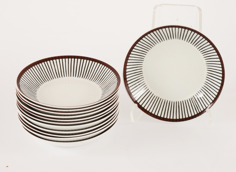 Djupa tallrikar 12st, "Spisa Ribb", Stig Lindberg för Gustavsberg