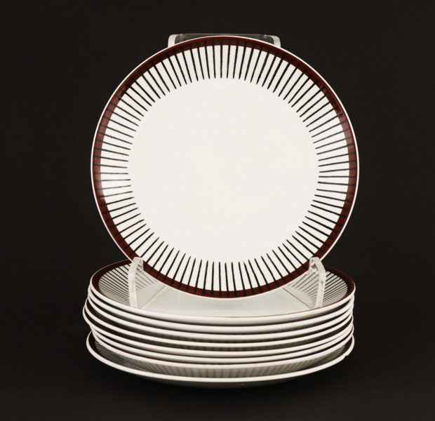 Förrättstallrikar 9st, "Spisa Ribb", Stig Lindberg för Gustavsberg