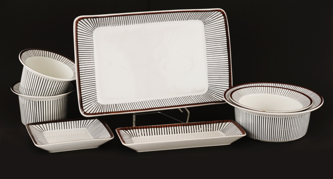 Serveringsdelar 7st, "Spisa Ribb", Stig Lindberg för Gustavsberg