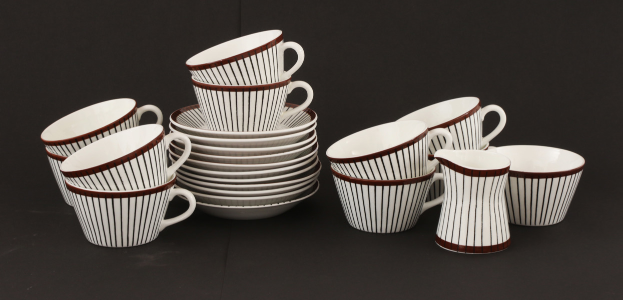 Teservisdelar, "Spisa Ribb", Stig Lindberg för Gustavsberg