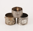 Servettringar 3st, silver, 18/1900-tal